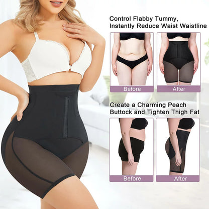 Women's High Waist Hook Closure Steel Bones Shapewear Shorts Tummy Control