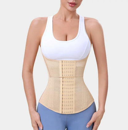Women's Two-Segment Mesh Steel Boned Waist Trainer Tummy Control