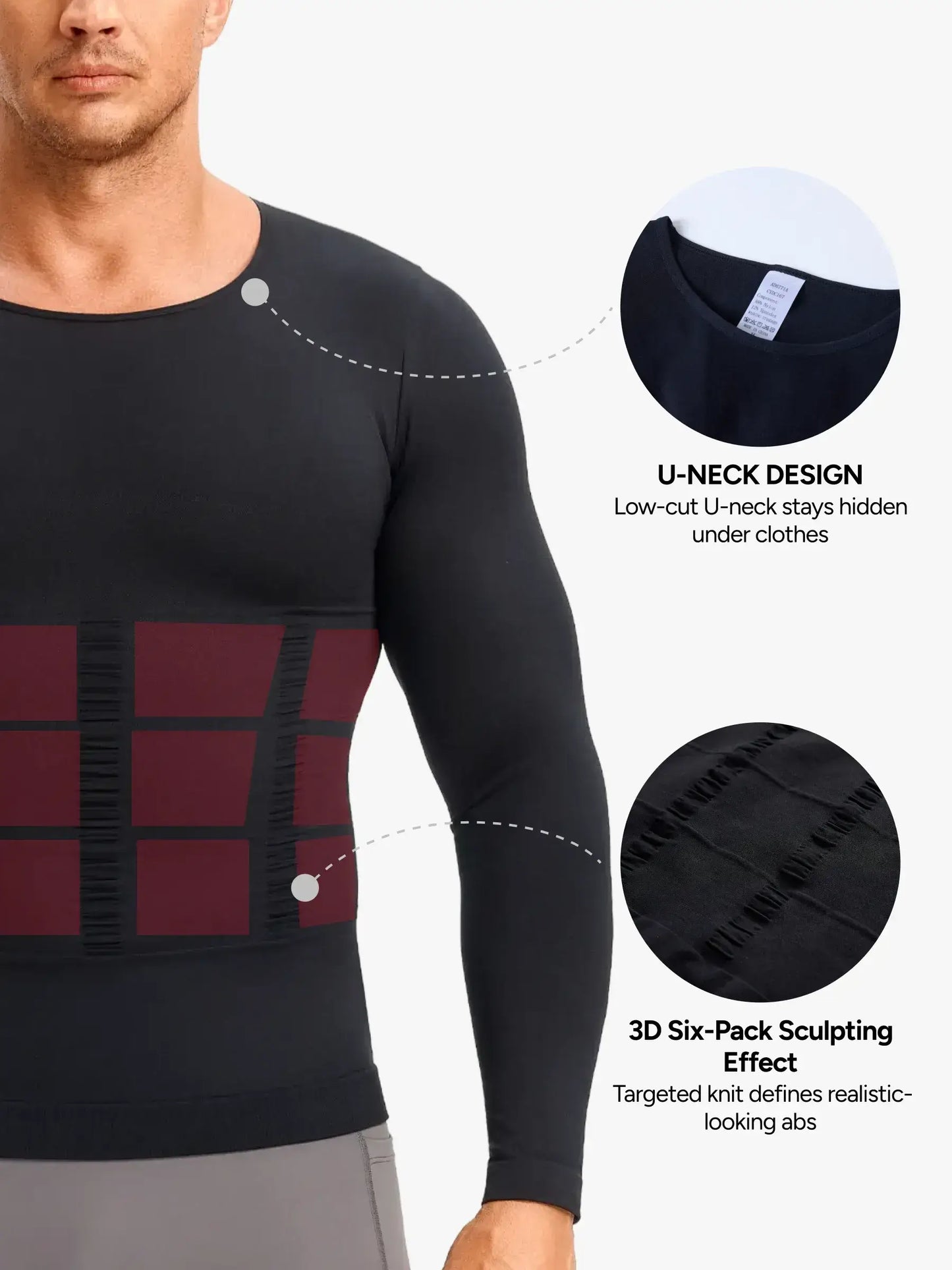 Men's Long Sleeve Compression Shirt Tummy Control