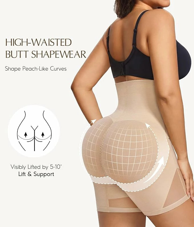 Women's High Waist Hook Closure Anti-Chafe Faja Shorts Tummy Control