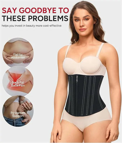 Women's Mesh Steel Boned Zipper Waist Trainer Tummy Control