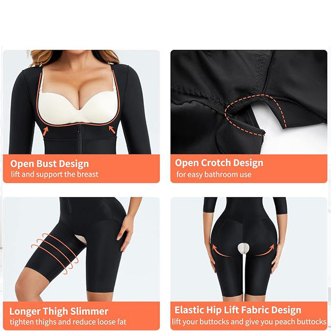 Women's Short Sleeve Bodysuit Tummy Control Arm Compression