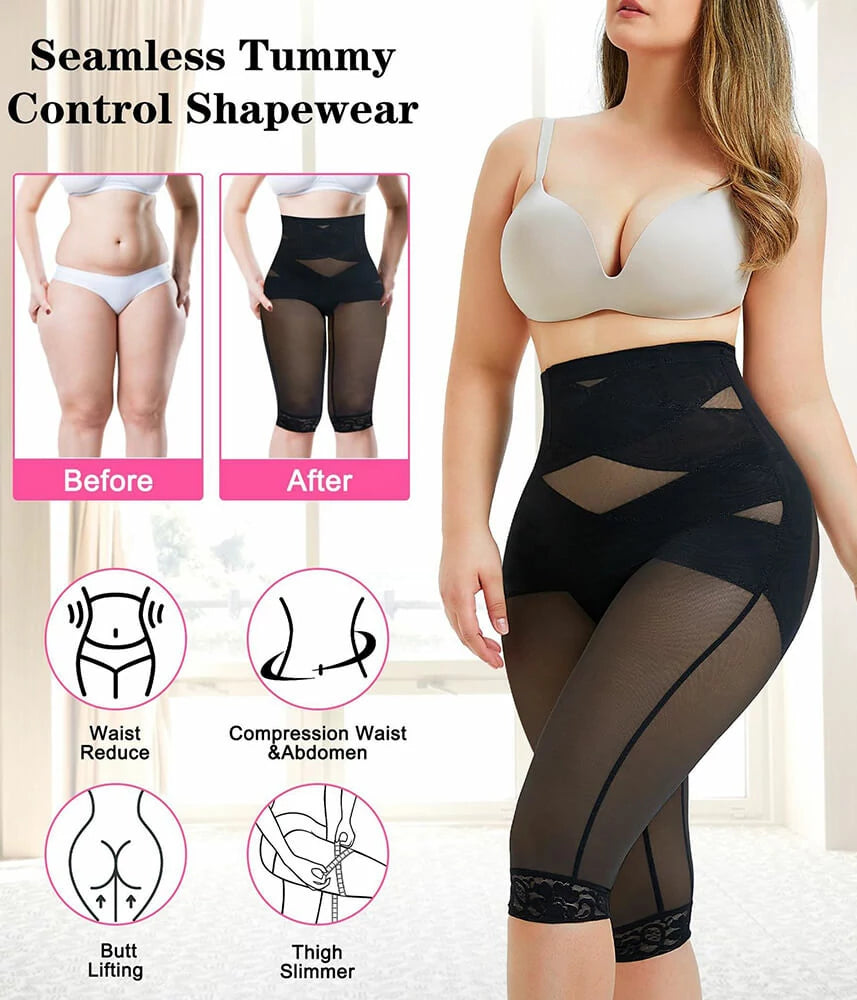 Women's High Waist Criss-Cross Capri Pants Tummy Control Butt Lift