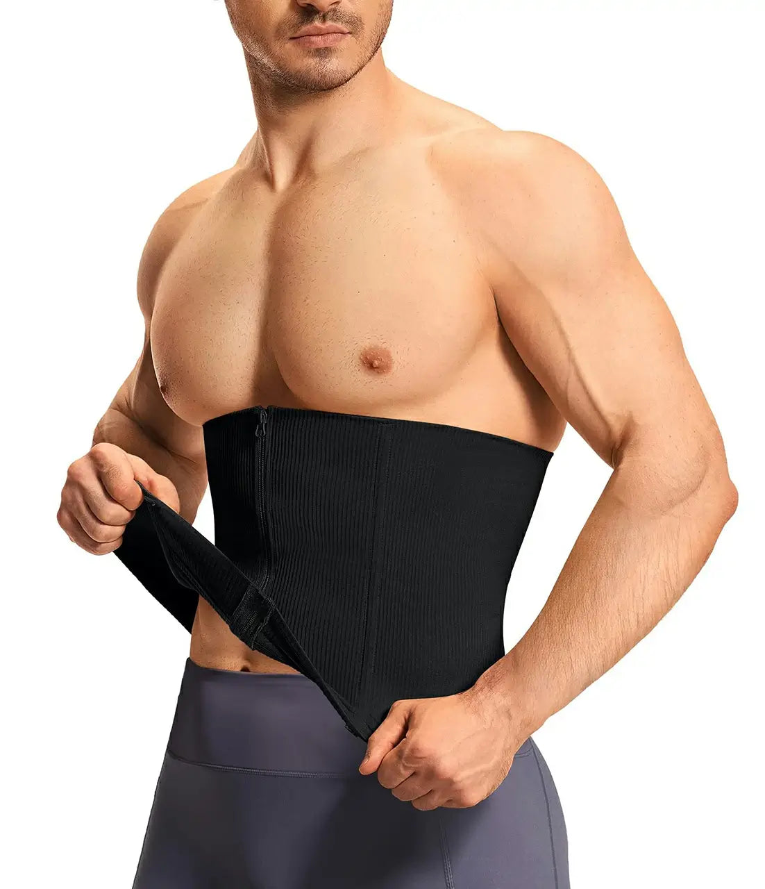 Men's Firm Compression Waist Trainer with Zipper and Steel Bones