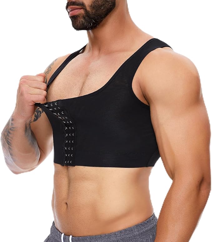 Men's Mesh Chest Binder Vest Breathable Hook-Eye