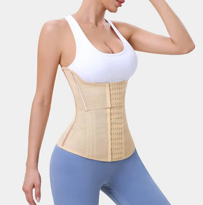Women's Two-Segment Mesh Steel Boned Waist Trainer Tummy Control