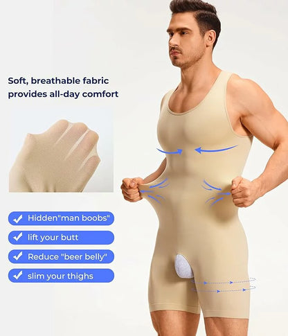 Men's Seamless Bodysuit Tummy Control Shapewear