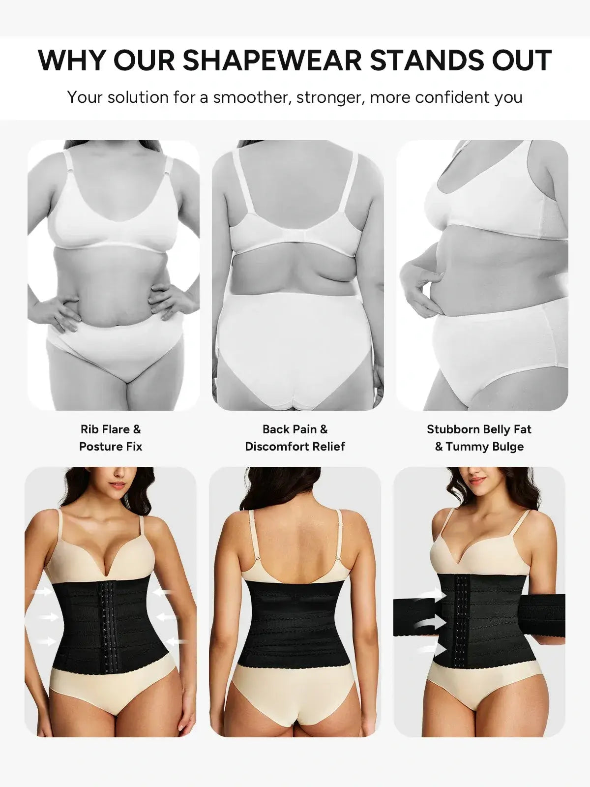 Women's 3-Segment Steel Boned Waist Trainer Tummy Control