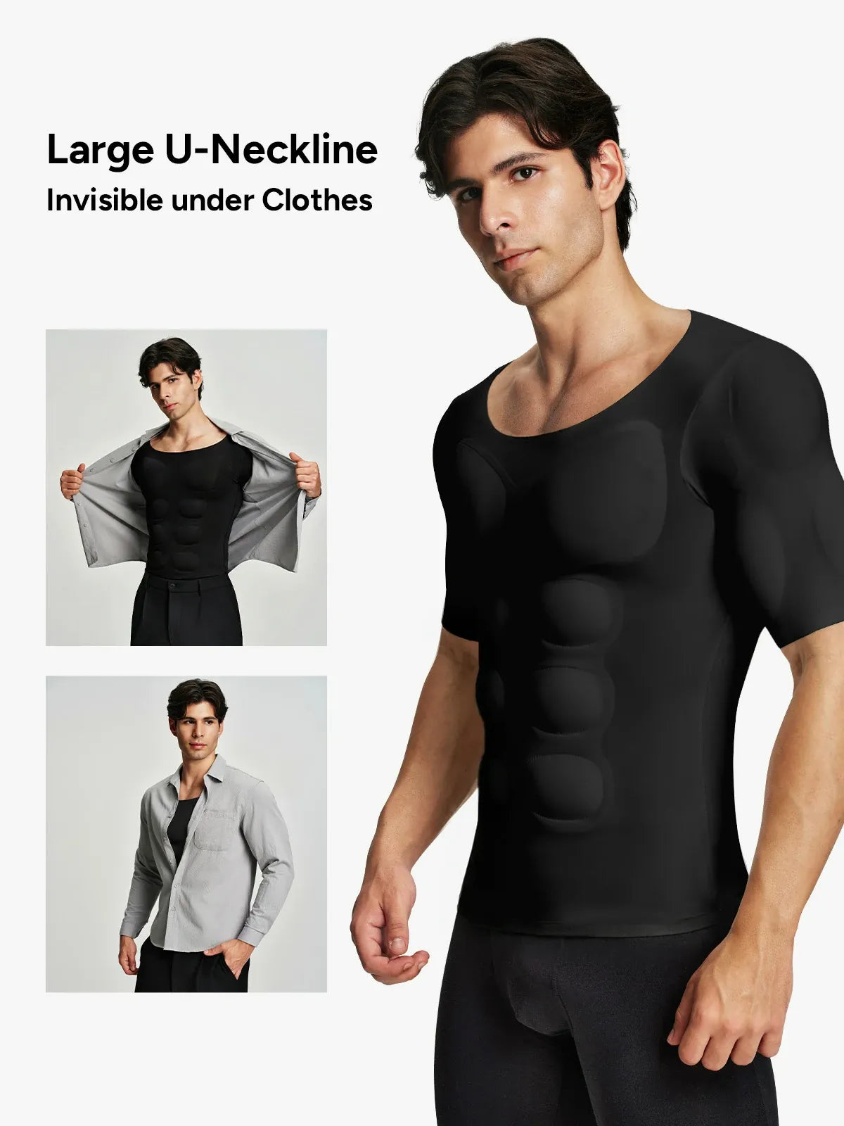 Men's Padded Muscle Compression Shirt Short Sleeve