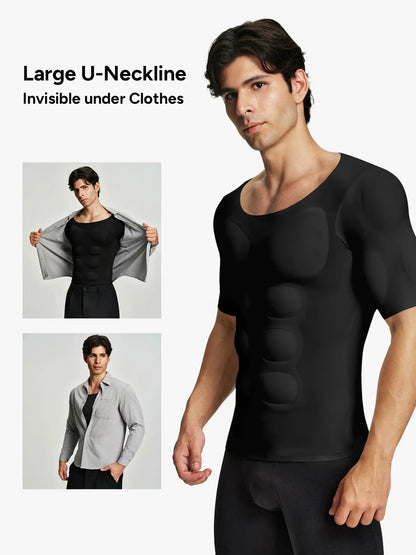 Men's Padded Muscle Compression Shirt Short Sleeve