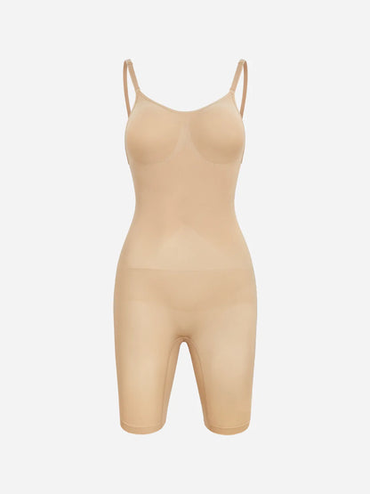 Women's Seamless V-Neck Mid-Thigh Bodysuit Tummy Control