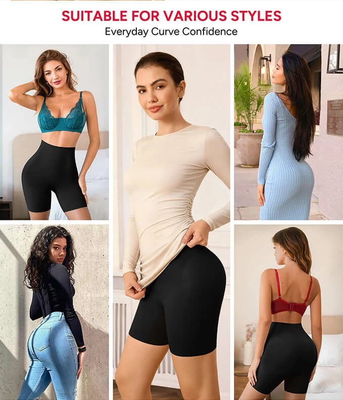 Women's Mid-Rise Built-in Hip and Butt Pads Shapewear Shorts
