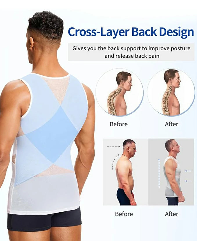 Men's Double-Layer Chest Compression Tank Top for Big Belly
