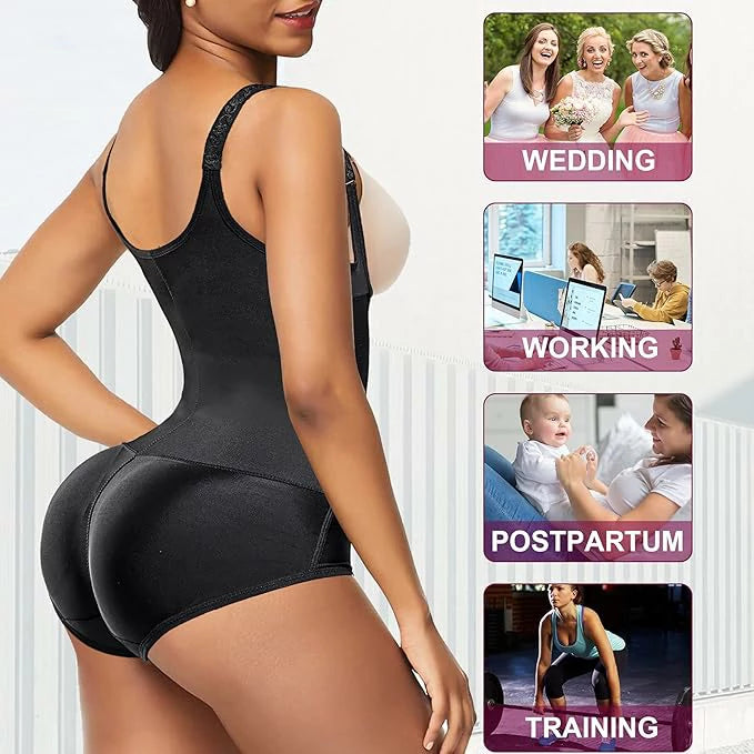 Women's Open Bust Waist Trainer Bodysuit Tummy Control