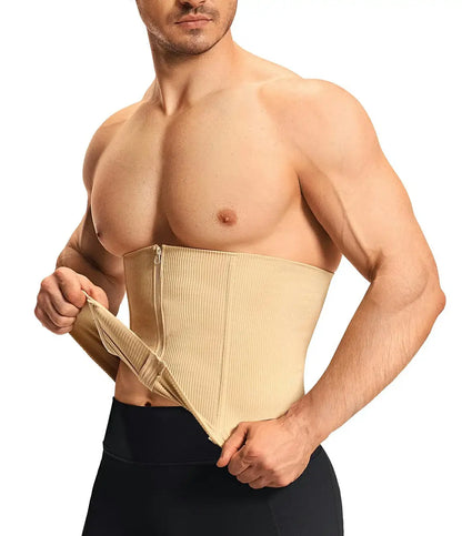 Men's Firm Compression Waist Trainer with Zipper and Steel Bones