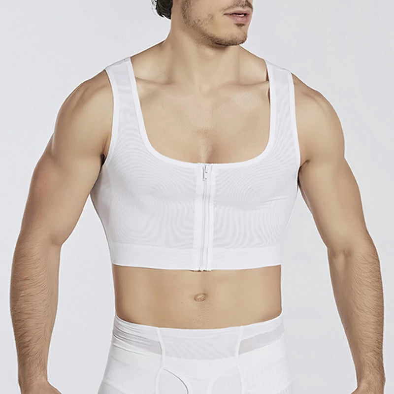 Men's Zipper Mesh Chest Compression Tank Top