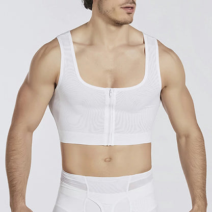 Men's Zipper Mesh Chest Compression Tank Top