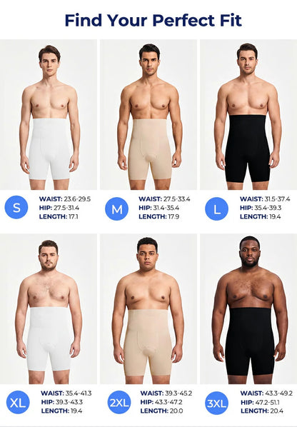 Men's High-Waist Tummy Control Compression Shorts with Steel Bones