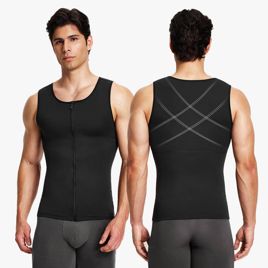 Men's Dual-Layer Zippered Compression Tank Top (2-Pack)