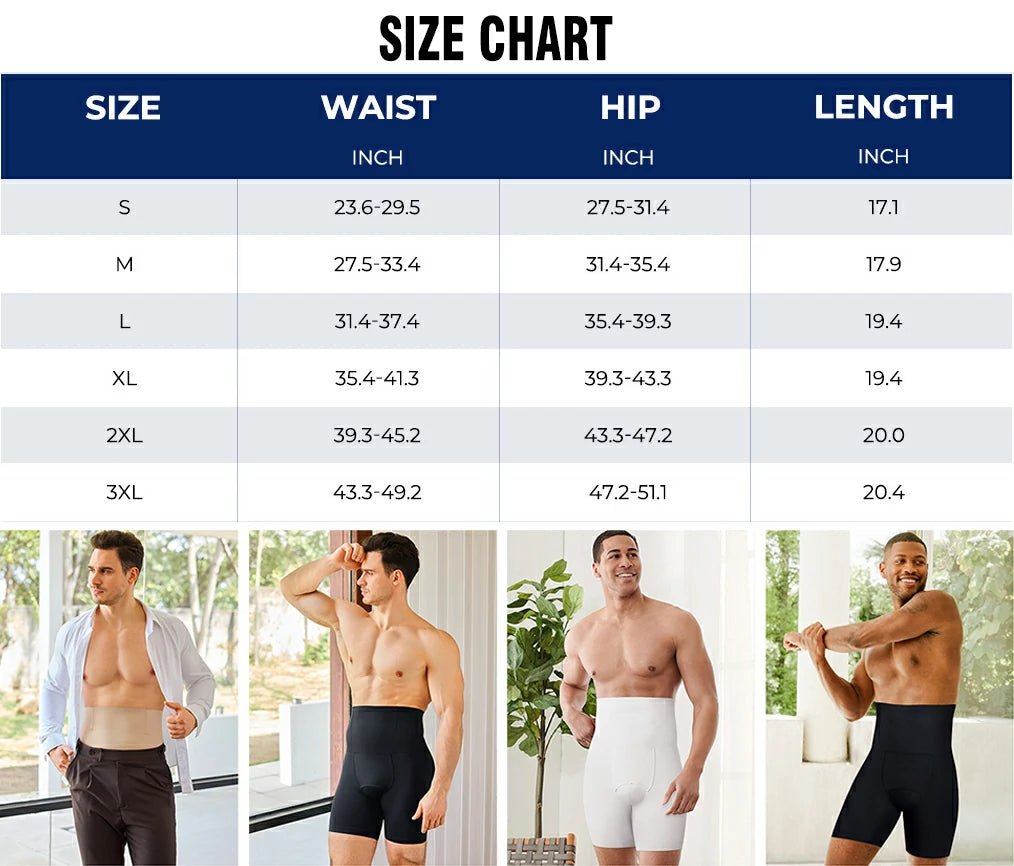 Men's High-Waist Tummy Control Compression Shorts