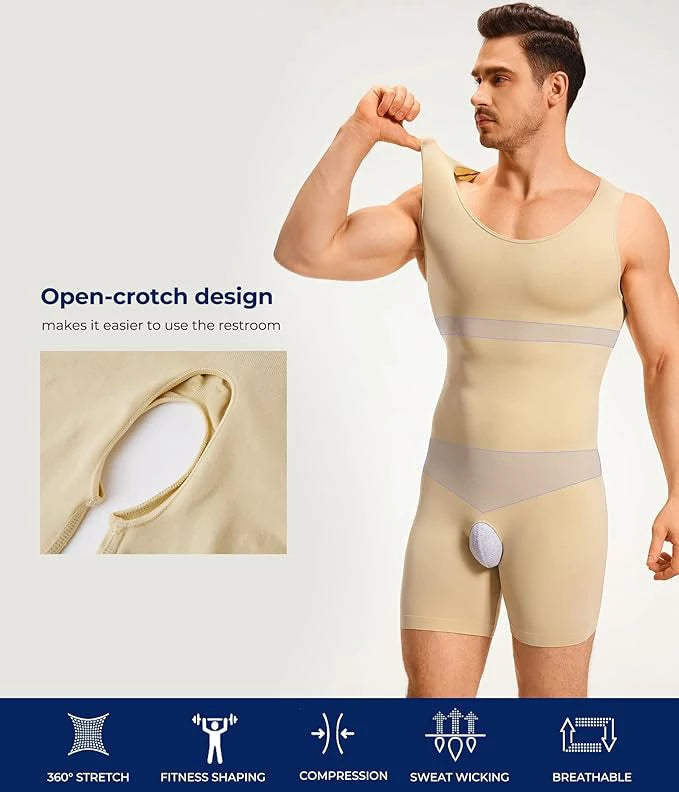 Men's Seamless Bodysuit Tummy Control Shapewear