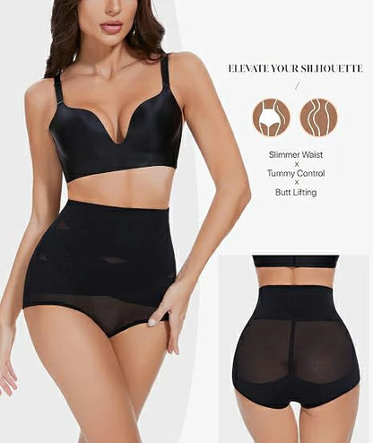 Women's High Waist Anti-Roll Shapewear Panties Tummy Control