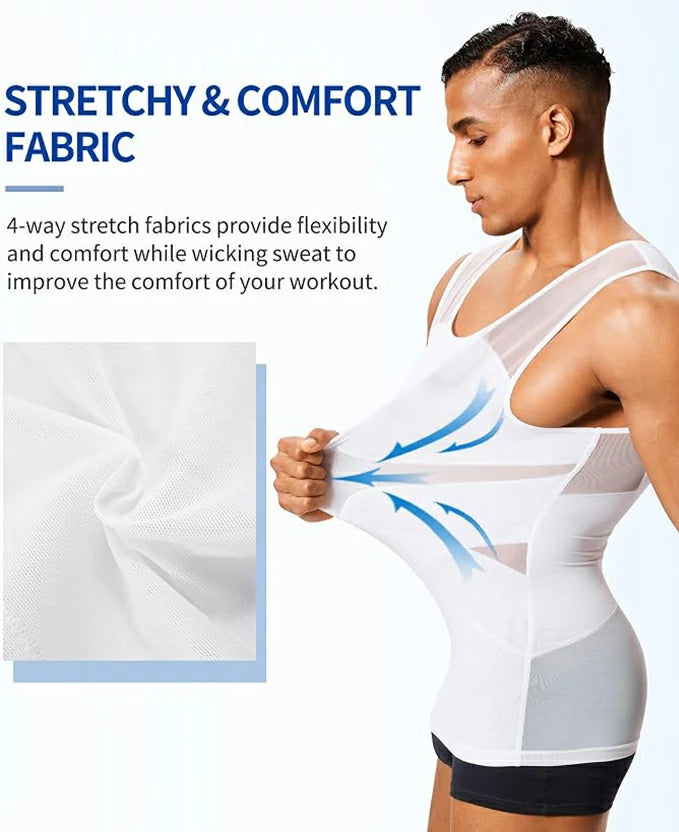 Men's Double-Layer Chest Compression Tank Top for Big Belly