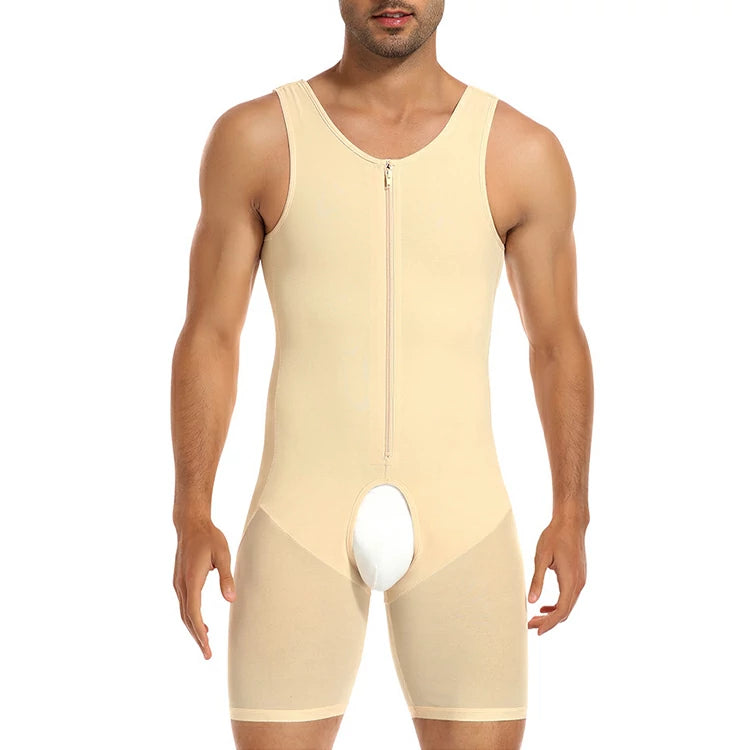 Men's Colombian Faja Full Body Shaper Bodysuit with Zipper