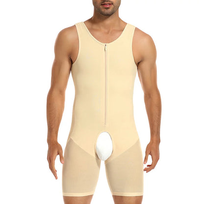 Men's Colombian Faja Full Body Shaper Bodysuit with Zipper