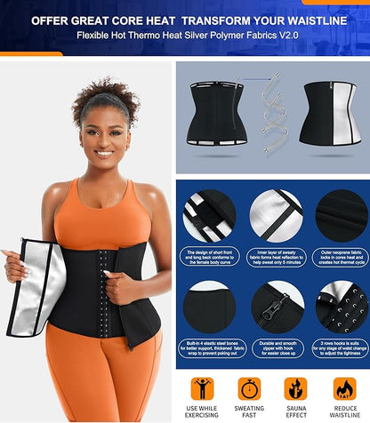 Women's Double Control Waist Trainer with Zipper & Hooks