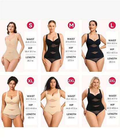 Women's V-Neck Seamless Bodysuit Tummy Control X-Cross
