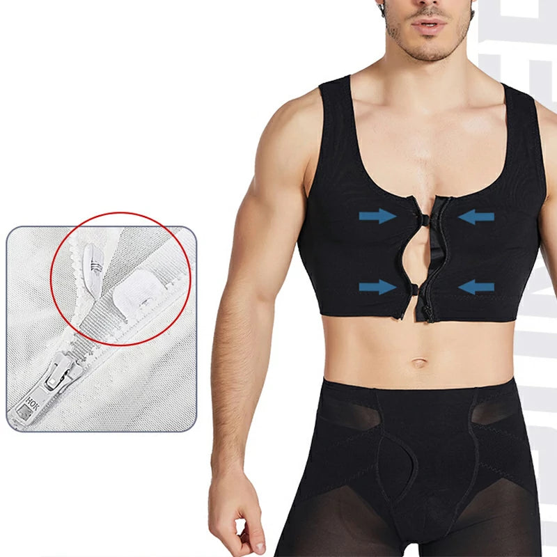 Men's Zipper Mesh Chest Compression Tank Top