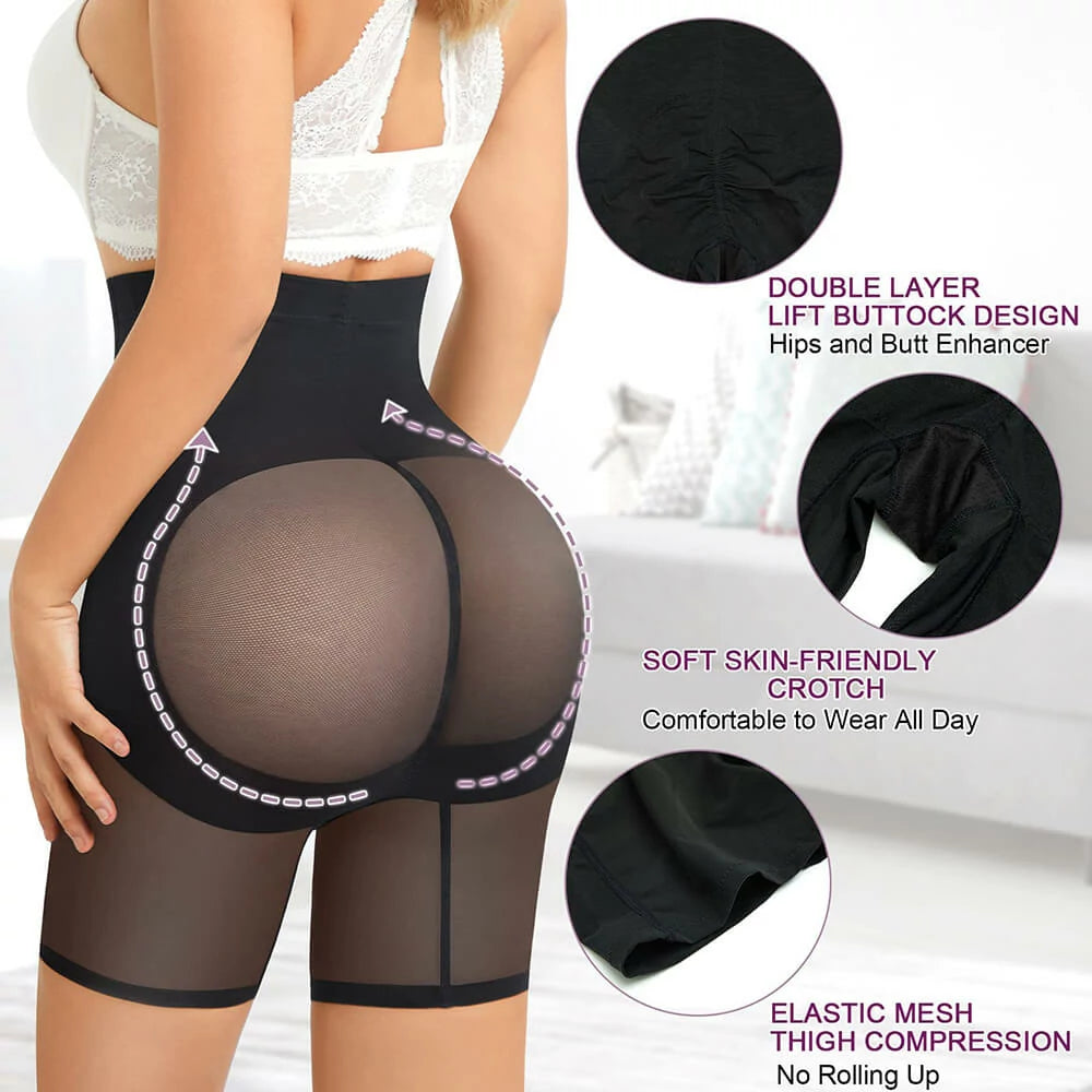 Women's High Waist Hook Closure Steel Bones Shapewear Shorts Tummy Control