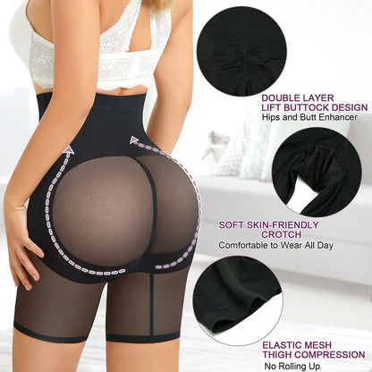 Women's High Waist Hook Closure Steel Bones Shapewear Shorts Tummy Control