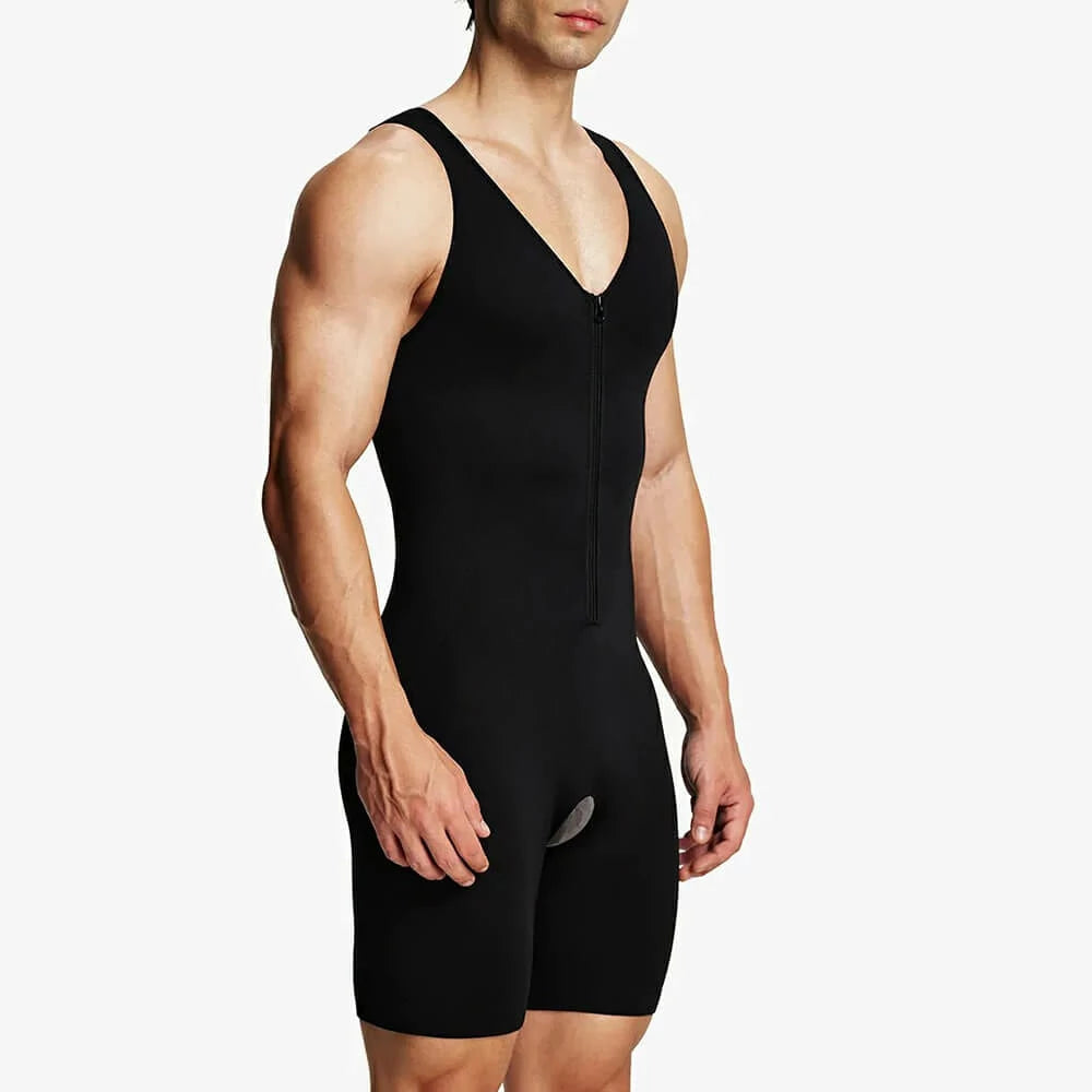 Men's Seamless Zipper Shapewear Bodysuit Tummy Control