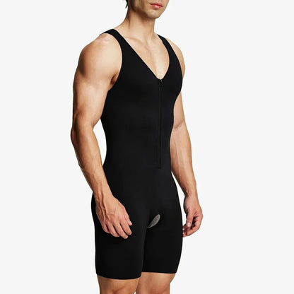 Men's Seamless Zipper Shapewear Bodysuit Tummy Control