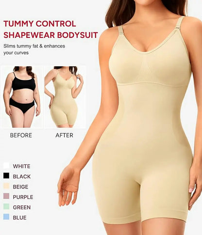 Women's Built in Bra Seamless Bodysuit Tummy Control