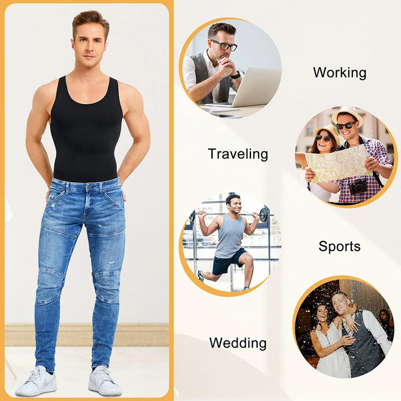 Men's Seamless Sleeveless Compression Bodysuit