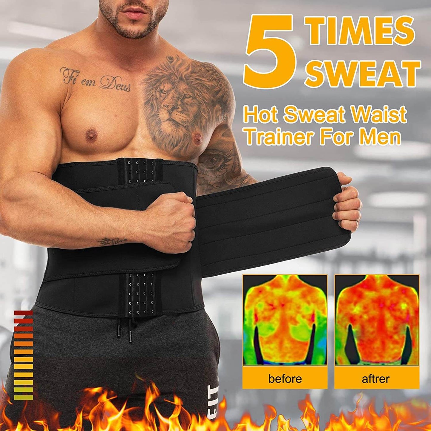 Mens Sweat Sauna Suit Waist Trainer