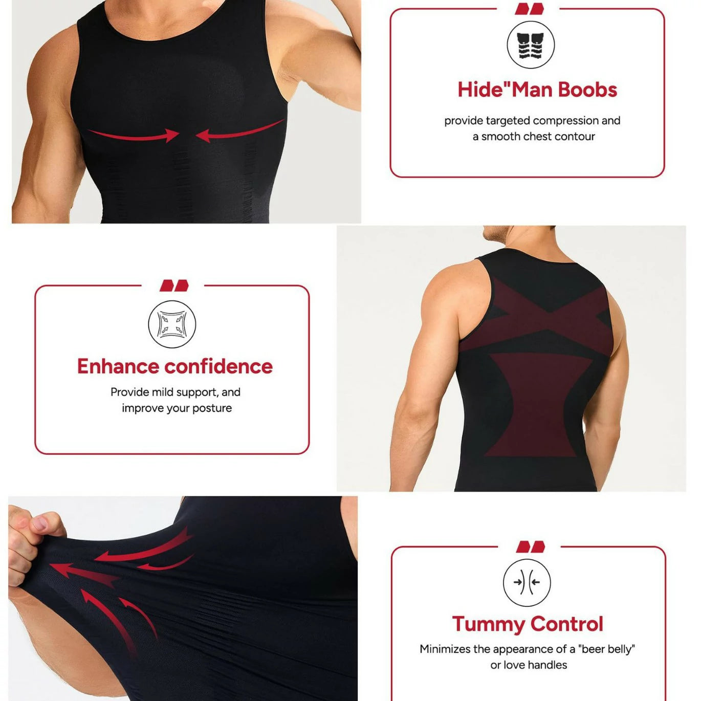 Men's Firm Compression Body Shaper Vest (2-Pack)