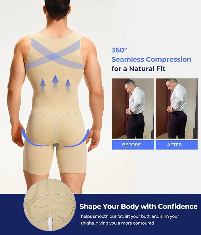 Men's Seamless Bodysuit Tummy Control Shapewear