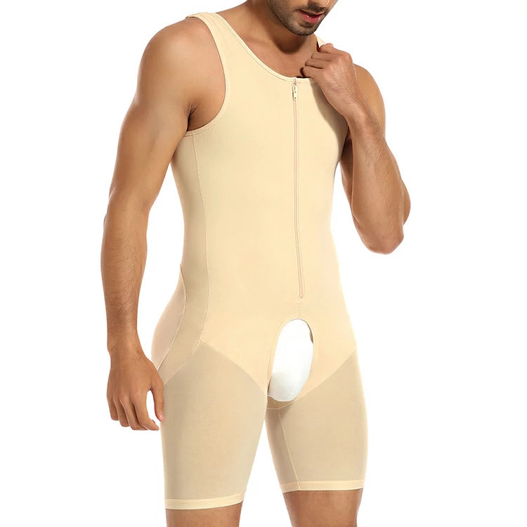 Men's Colombian Faja Full Body Shaper Bodysuit with Zipper