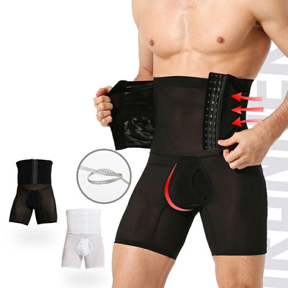 Men's High Waist Mesh Tummy Control Shapewear Shorts
