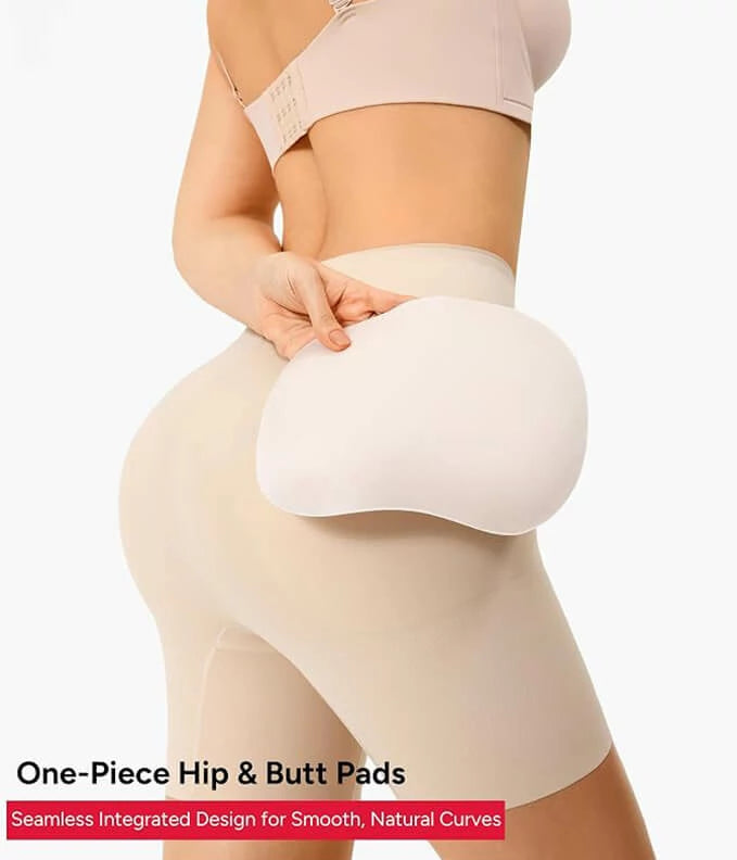 Women's Mid-Rise Built-in Hip and Butt Pads Shapewear Shorts