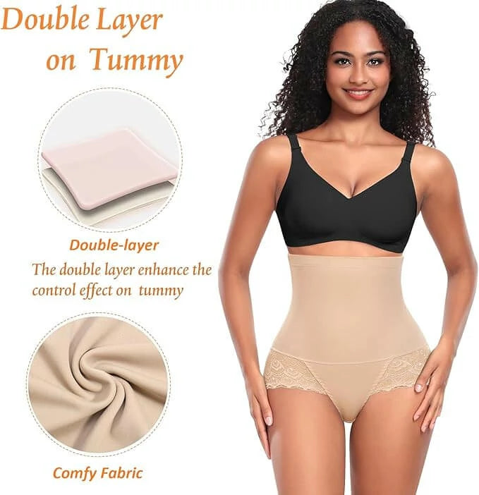 Women's High Waist Lace Panty Tummy Control