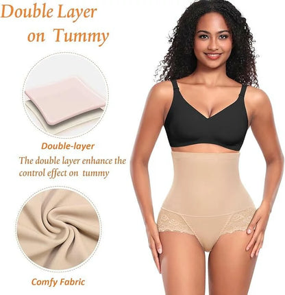 Women's High Waist Lace Panty Tummy Control