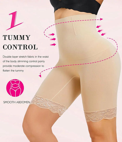 Women's High Waist Lace Butt-Lifting Contour Shapewear Shorts Waist Sculpting