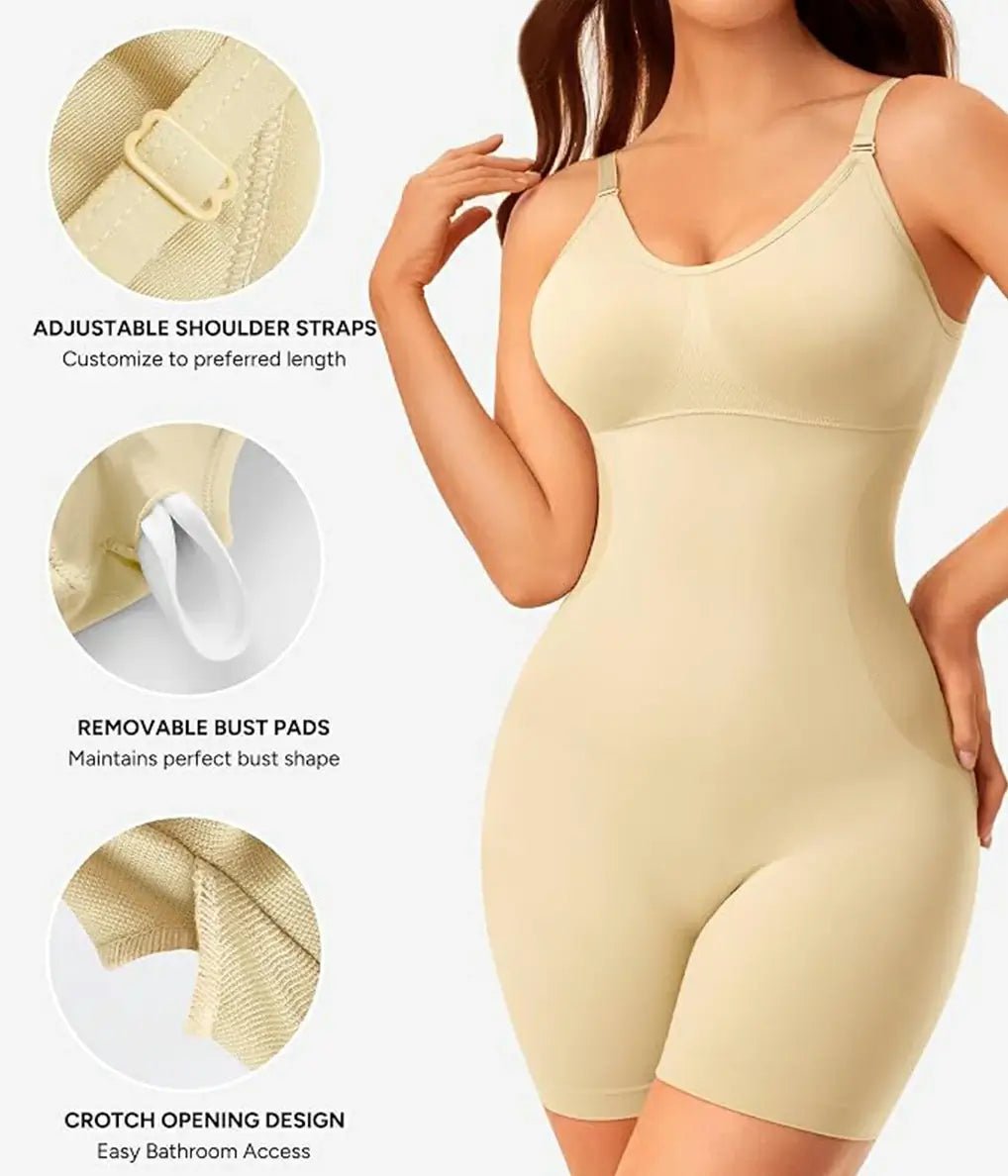 Women's Built in Bra Seamless Bodysuit Tummy Control