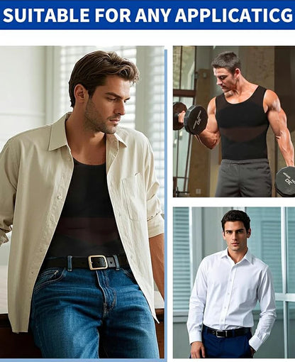 Men's Double-Layer Chest Compression Tank Top for Big Belly