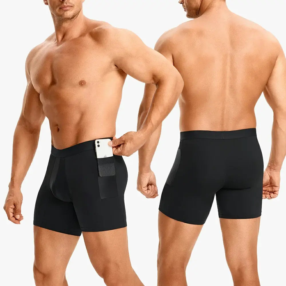 Men's Breathable Compression Shorts Side Pocket Low-Rise